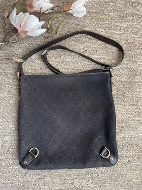 Gucci Dark Brown GG Canvas Crossbody Messenger Bag